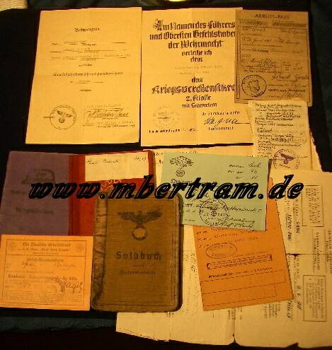 1005-1 Dokumente Pz.- Bergezug: Soldbuch, Verleihungs Urkunden