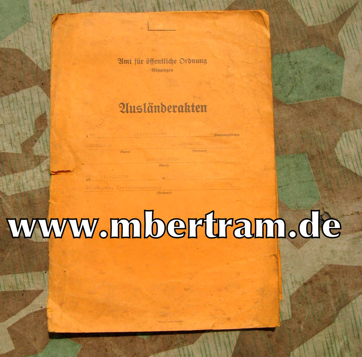 Ausländerakten- Griechische Haushaltshilfe 1938