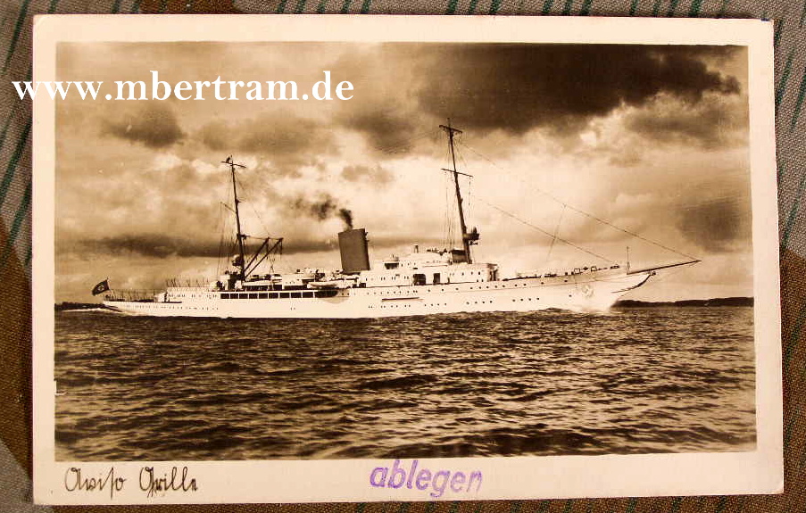 Postkartenfoto der Hitlerjacht " Aviso Grille "gelaufen, 1942
