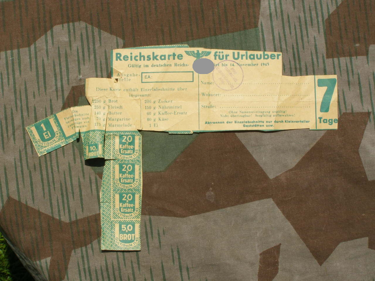 Reichs Lebensmittelkarte für Urlauber, Amt Wermelskirchen