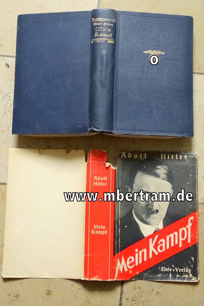 "Mein Kampf", Adolf Hitler,  blauer Leineneinband u. bunter Schutzumschlag 1939