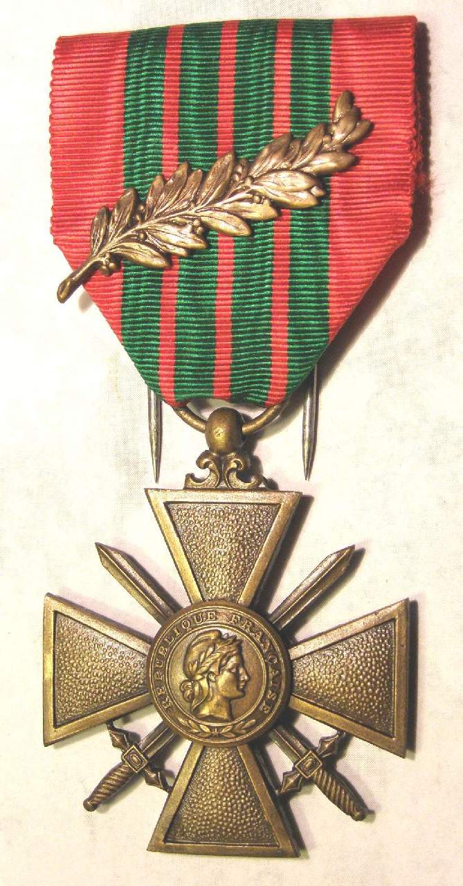 Frankreich "Croix de guerre 1939-1945" mit Band, Palmzweig