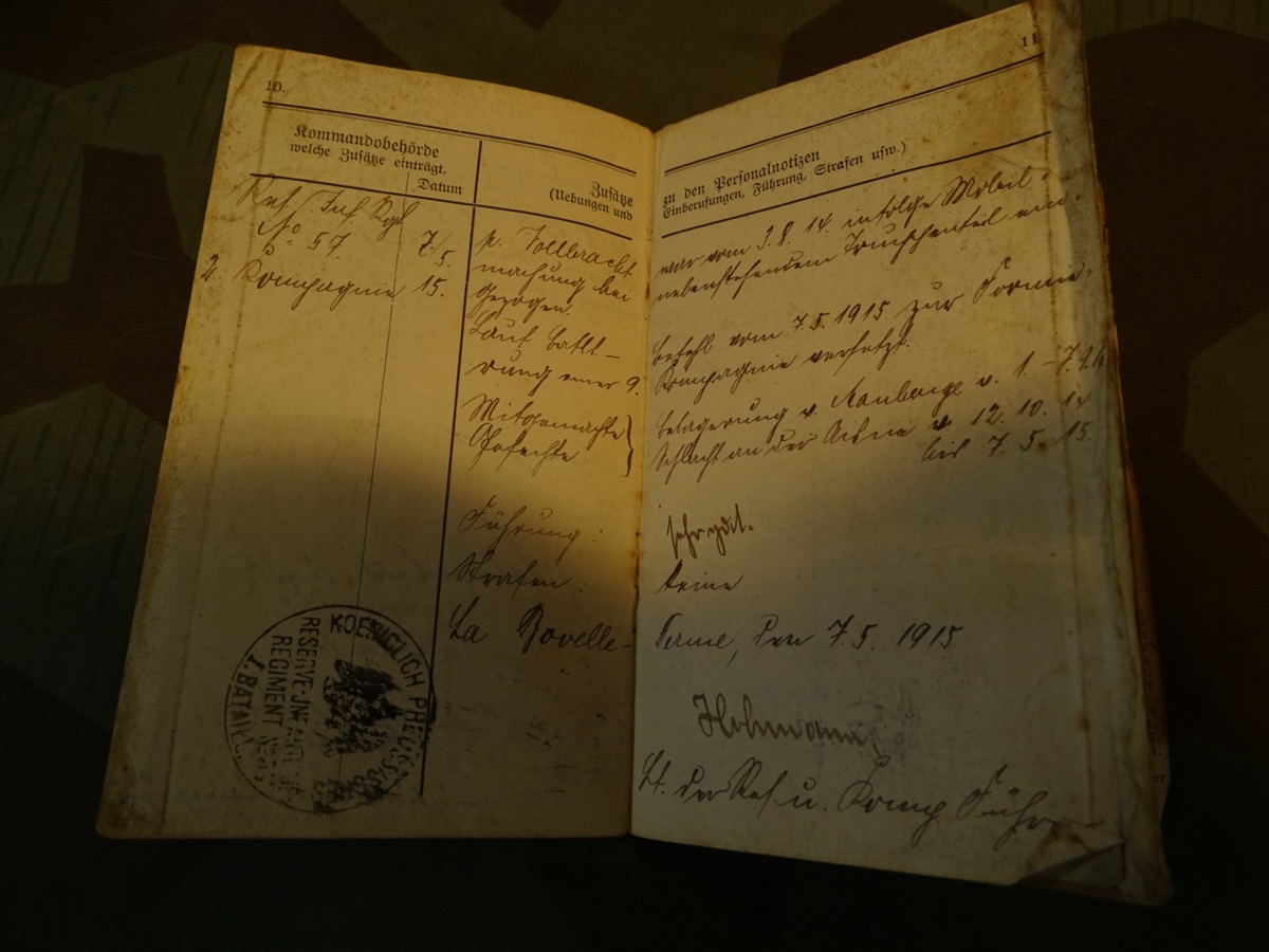5 Urkunden: Inf.St.Abz., Verw.Abz.schw., Ostmed..41/42, EK2..