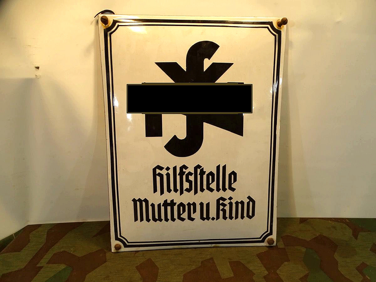 TOP Emaillschild nationalsozialistische Volkswohlfahrt "NSV Hilfsstelle Mutter und Kind". 