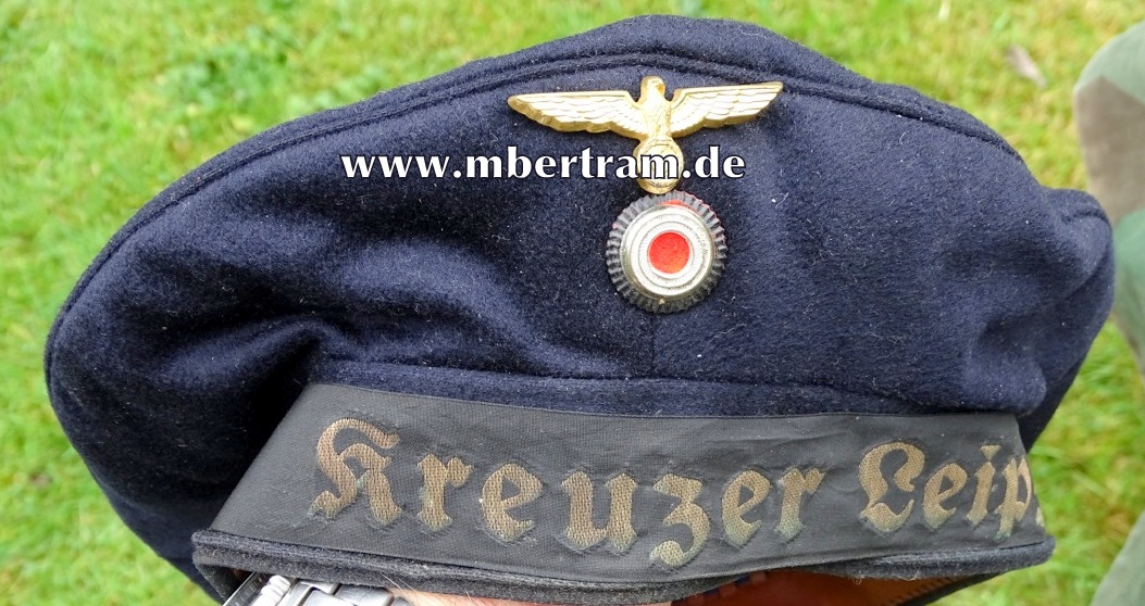 Kriegsmarine blaue Tellermütze "Kreuzer Leipzig"