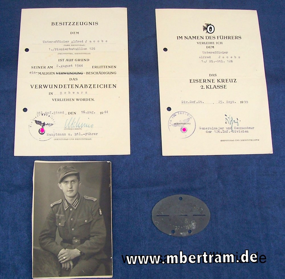 Konvolut eines Unteroffiziers 1./Pionier Btl.126, Heeressteuermann !