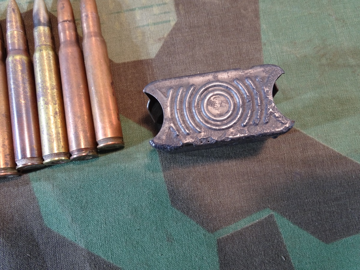 8 Stck. US 2. WK Standartmunition cal. 30-06 mit Ladeclip, 8 verschiedene Hst.