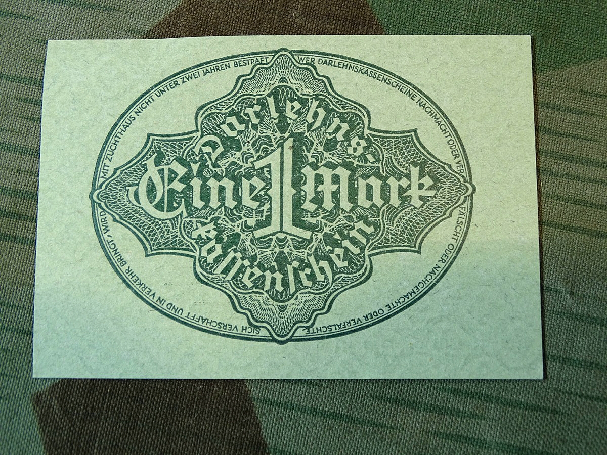 Dahrlehnskassenschein über 1 Reichsmark, 1922, goldene 20 `er Jahre und Inflationszeit... 