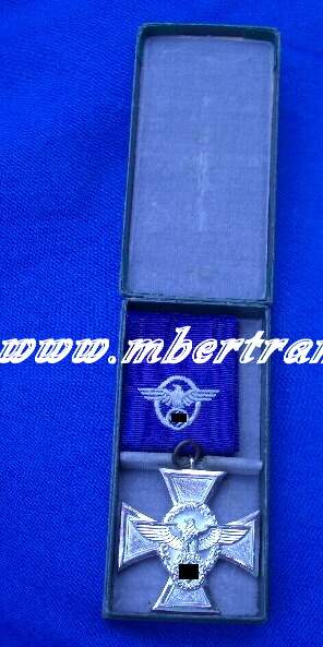 Polizei-Dienstauszeichnung Silber, Verl. Etui, gestickter Adler