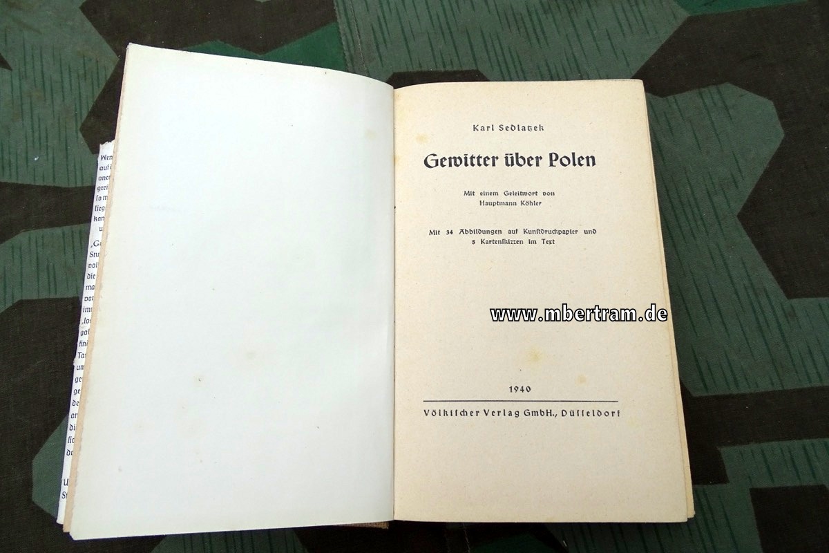 Sedlatzek.: Gewitter über Polen. 1940, 255 S. mit Schutzeinband.