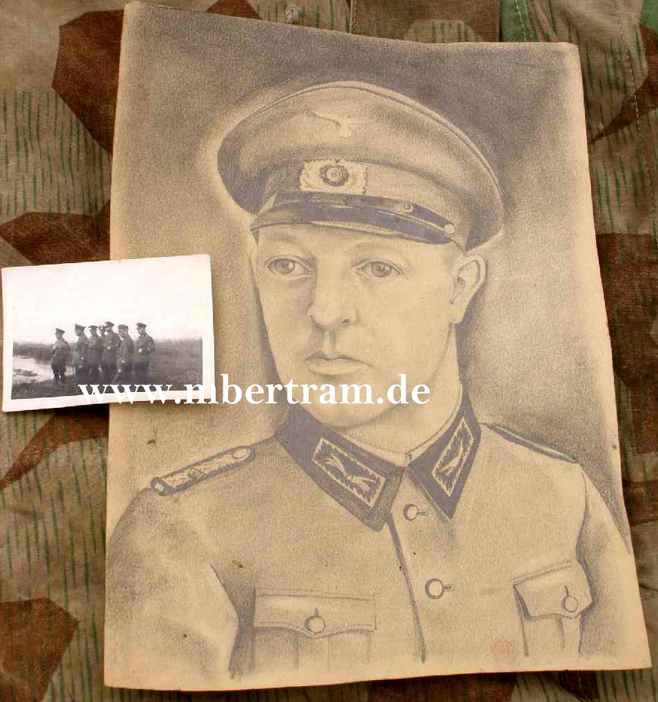 Foto und Portraitskizze ( ca. 21x28cm) Zoll 3. Reich.