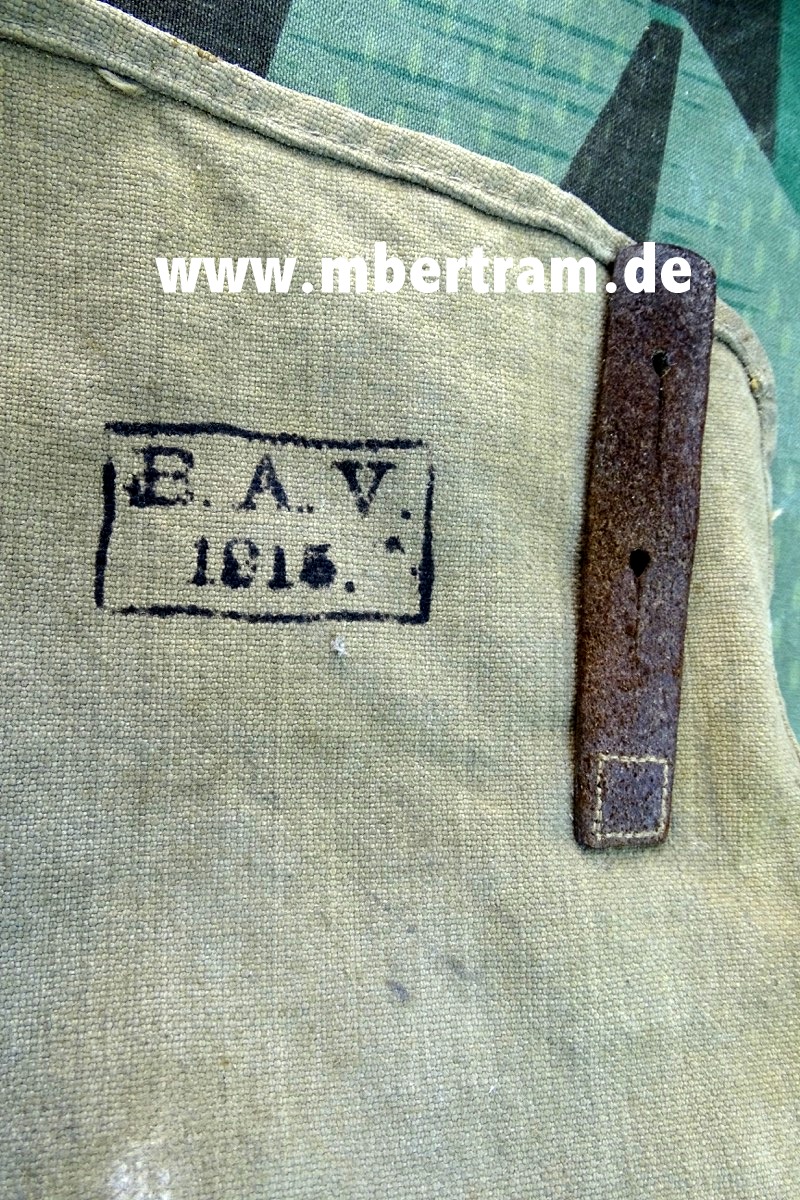 17649-9 Brotbeutel 1. Weltkrieg mit Trageriemen, schön gestempelt : "B.A.V 1915"