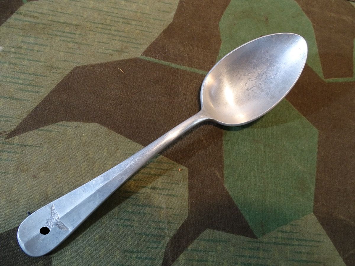 Luftwaffen Suppen Löffel, Alu: " Luftwaffen Hoheitsadler, FL.U.V. GAG 1938" 