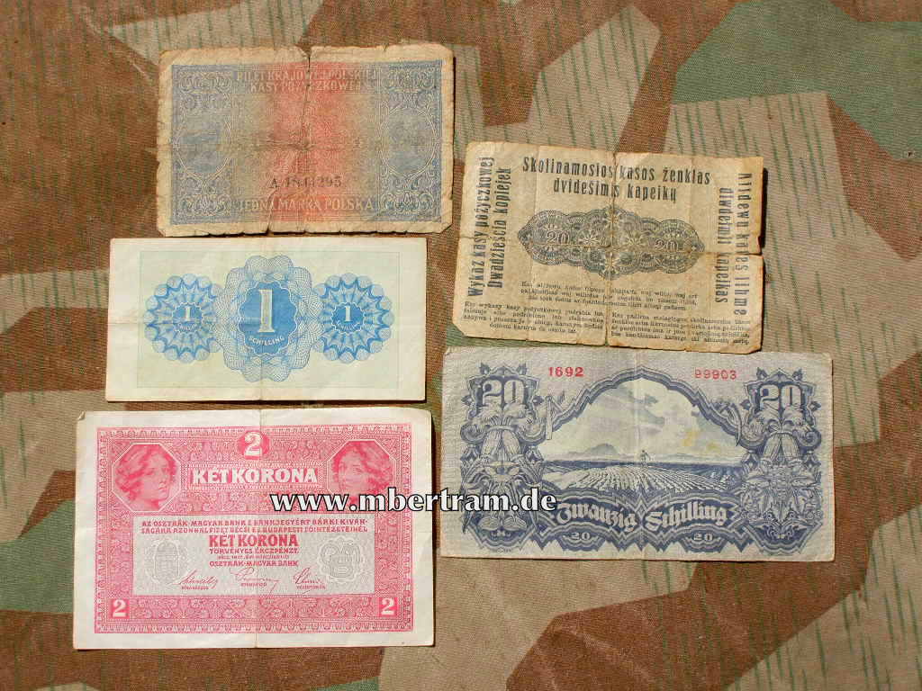 5 ausländ. Banknoten 1916-45