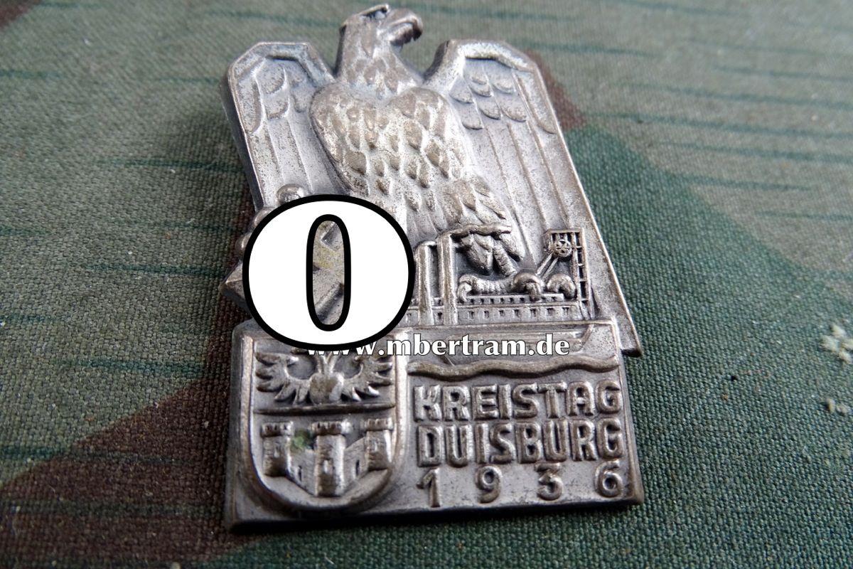 Treffabzeichen KREISTAG DUISBURG 1936, hohlgeprägt an Nadel