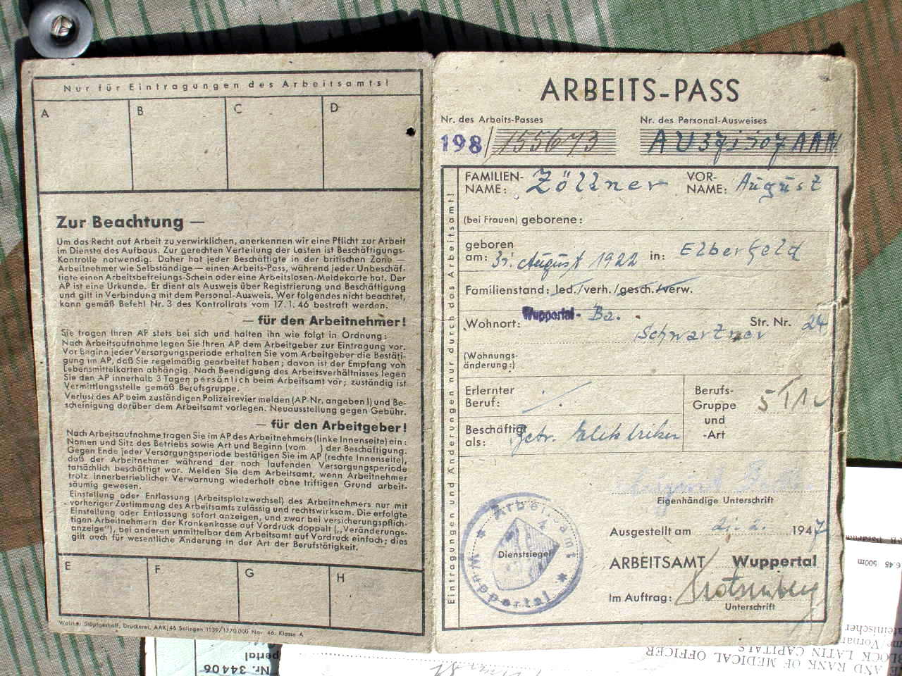 12439-6 Dokumente: 8.Kp. Inf.Rgt.Graf Barfuß ( 4. Westf.) Nr. 17