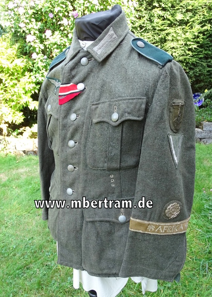 Feldbluse M 40 Gefr. Kraftfahrer, Afrika Ärmelband, Krimschild, Kraftfahr Bew. Abz.