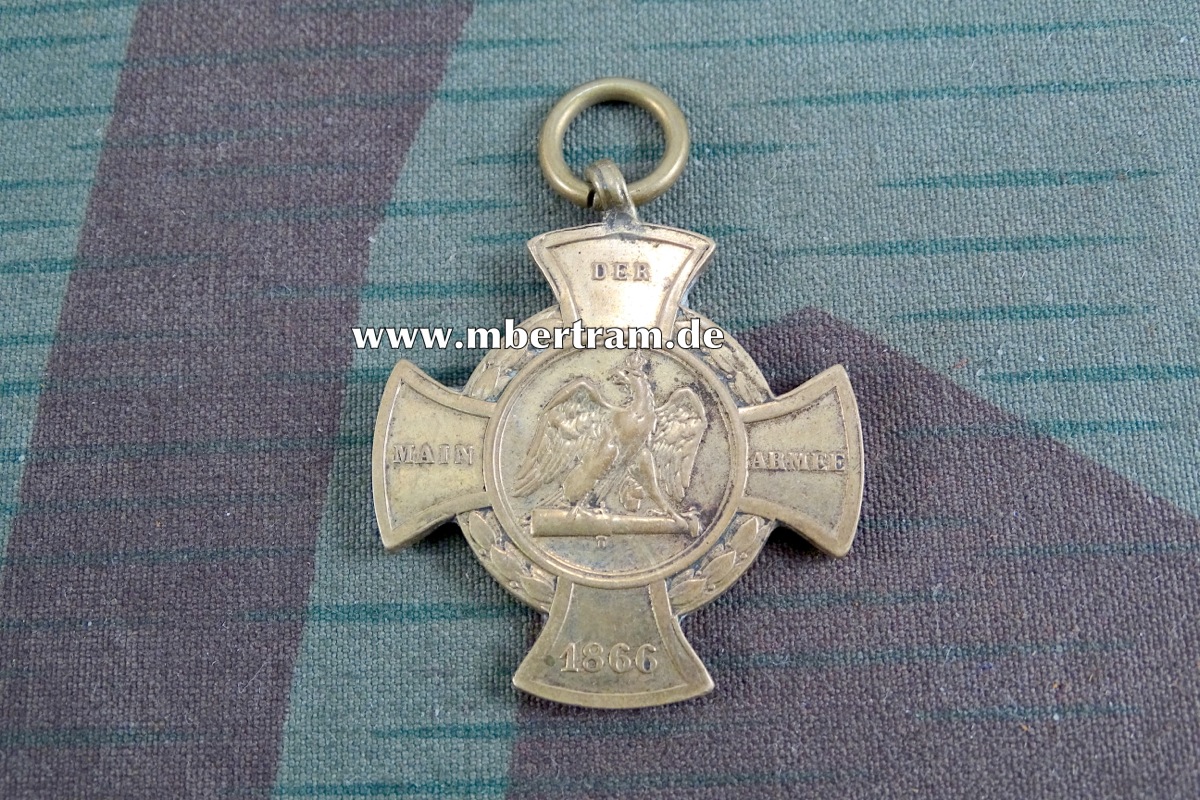 Preussen Erinnerungskreuz " Main Armee " 1866 . Buntmetall, ohne Band