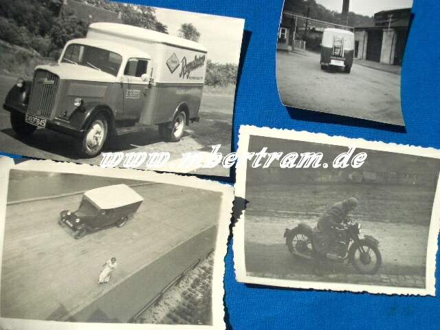 3 Fotos privater LKW 1934 mit schönem Werbeaufdruck.