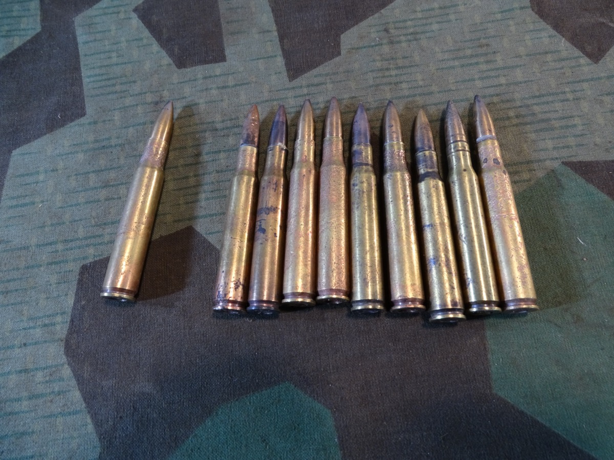 10 Deko Patronen DEN 43 cal. 30-06 US, 2. Weltkrieg