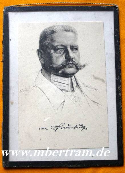 1. Weltkrieg Foto-Portraitpostkarte von Hindenburg. Gerahmt