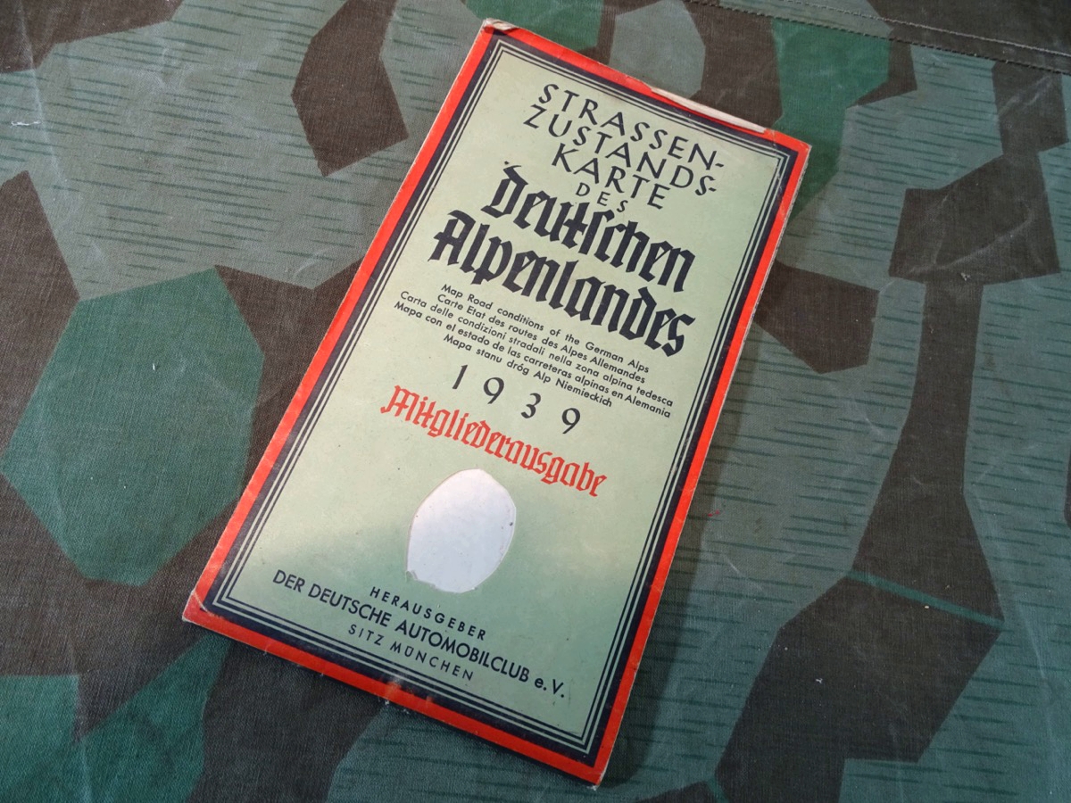 Strassen Zustands Karte des deutschen Alpenlandes 1939 DDAC Mitgliederausgabe
