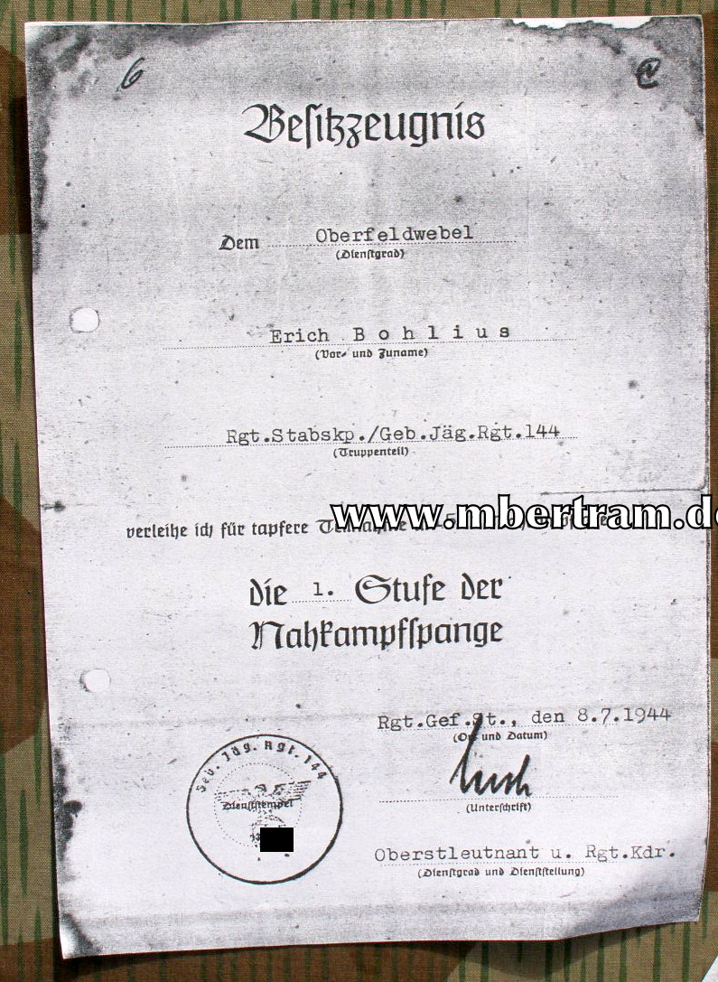12034-30 1957er Nachlass eines Deutsches Kreuz in Gold Trägers