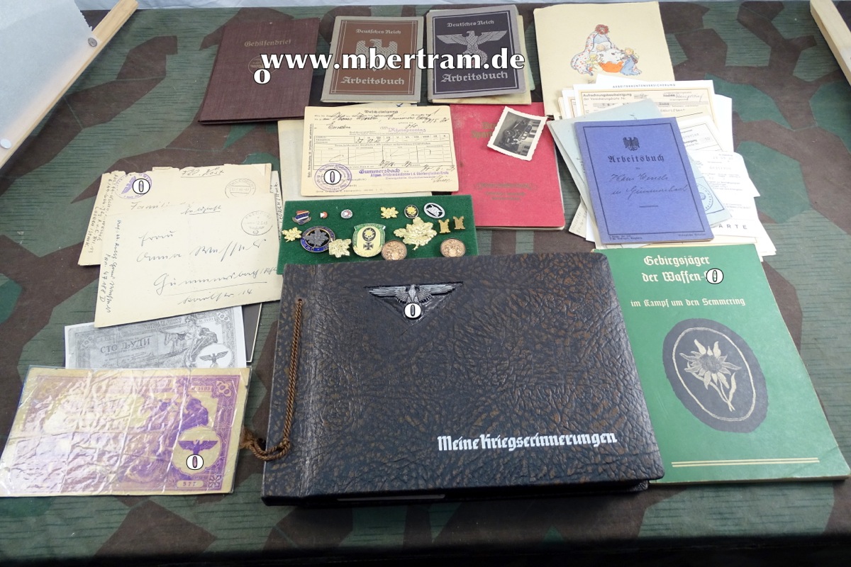 Fotoalbum, Papiere Uscha. Rgt. Deutschland, "Totenkopf", "Handschar" EXTREM SELTEN !!
