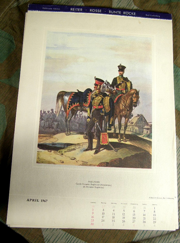 Kunstdruckkalender um 1966 Deutsche Uniformen