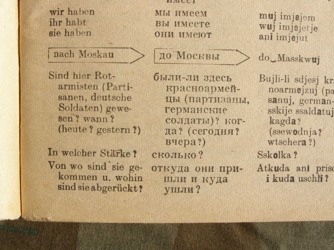 Deutsch-russisches Soldaten Wörterbuch