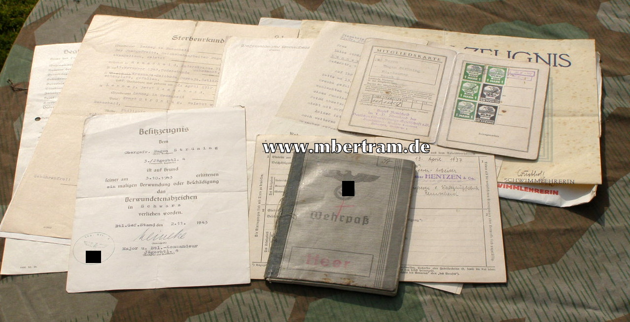 Wehrpass, Urkunde 1. Geb. Jg. Rgt. 136, 4. (Schw.) Jg.Btl. 7