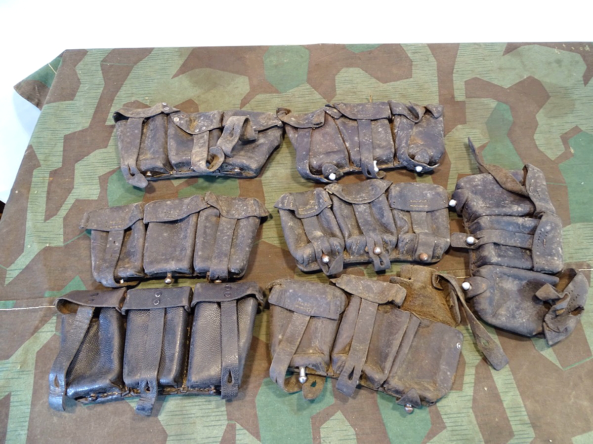 7 Stück original Wehrmachts  K 98 3er Patronentaschen,  alle mit einem Defekt, größtenteils reparabel