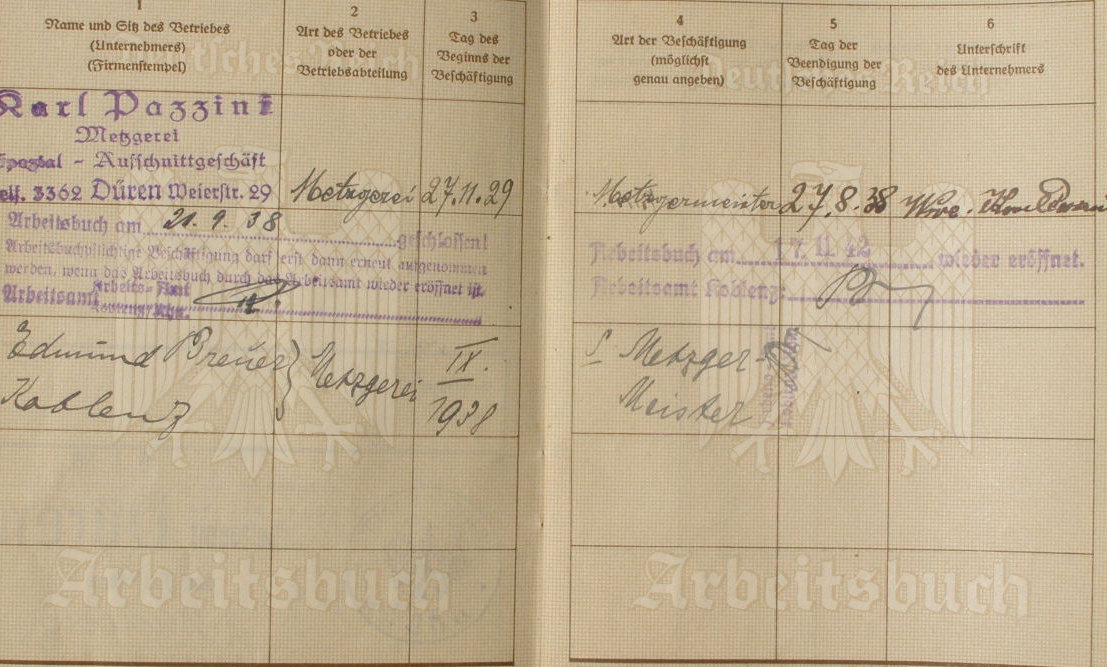 Arbeitsbuch Deutsches Reich . M 1933-39, Düren, Fleischer