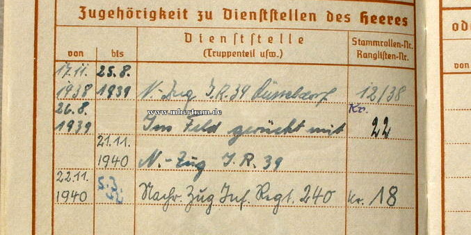 11385-9 Dokumente: 1. Inf. Rgt. 39 , Nachr. Zug, Düsseldorf, EK 2....