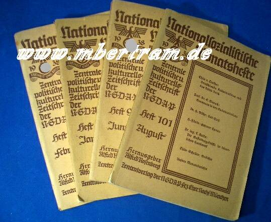 4 Ausgaben Nationalsozialistische Monatshefte. 1938