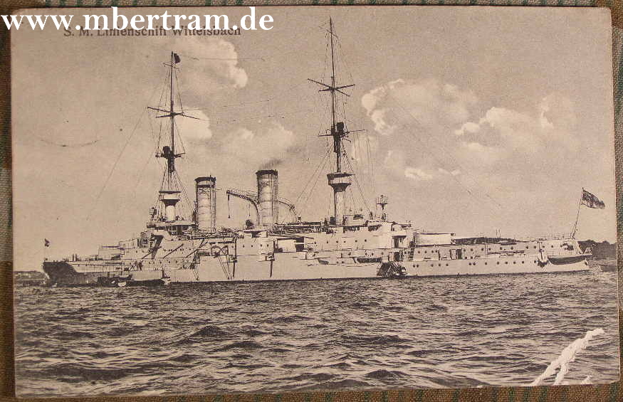 S.M.Lienienschiff Wittelsbach, gelaufen, 1915, Schiffspost