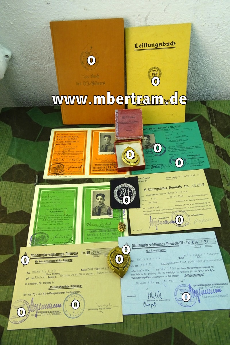 Nachlass HJ Oberscharführer Heinz R. HJ Führersportabzeichen u Urkunden.