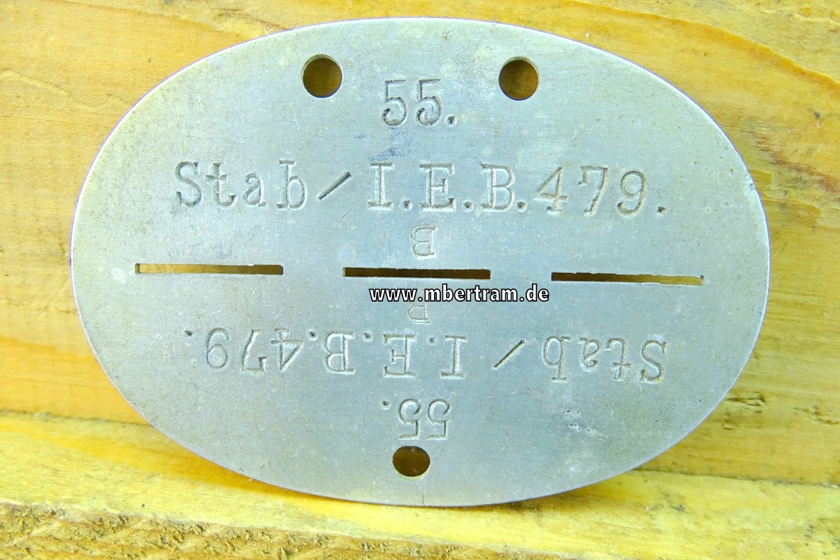 Wehrmacht Heer Erkennungsmarke: Stab / Inf. Ers. Batl. 479, Aluminium
