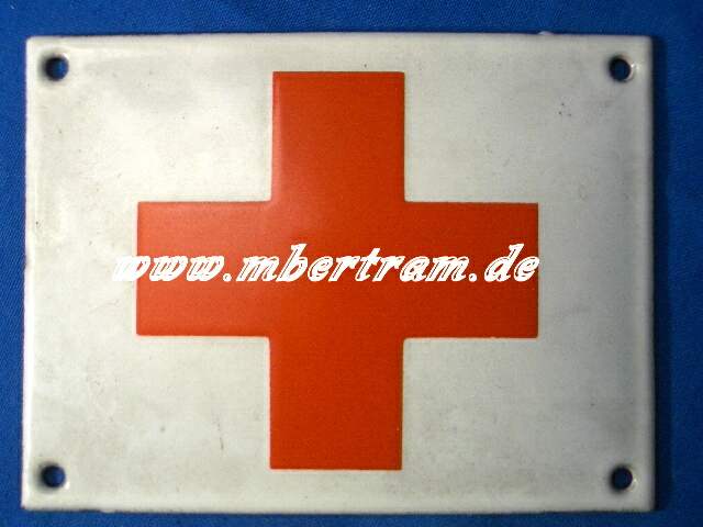 DRK Hinweisschild, 1939, Eisen, emailliert, ca7,5x10cm