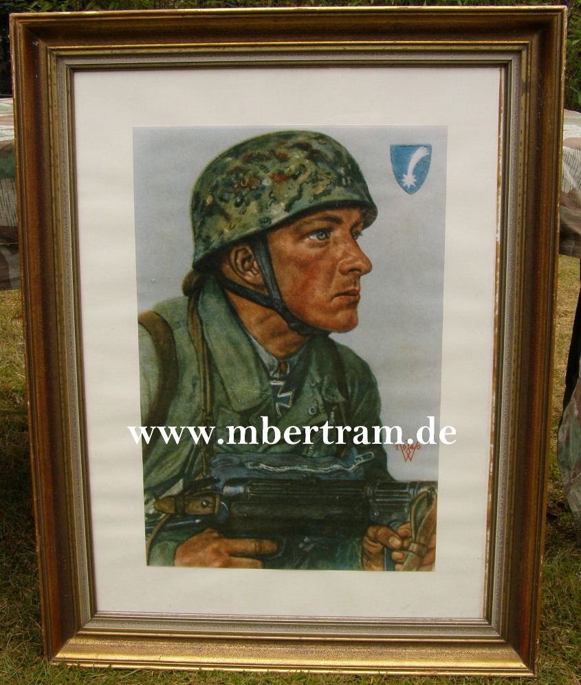 Porträt Ritterkreuzträger Fallschirmjäger Feldwebel. Arpke, gerahmt, dekorativ. 88 x 69