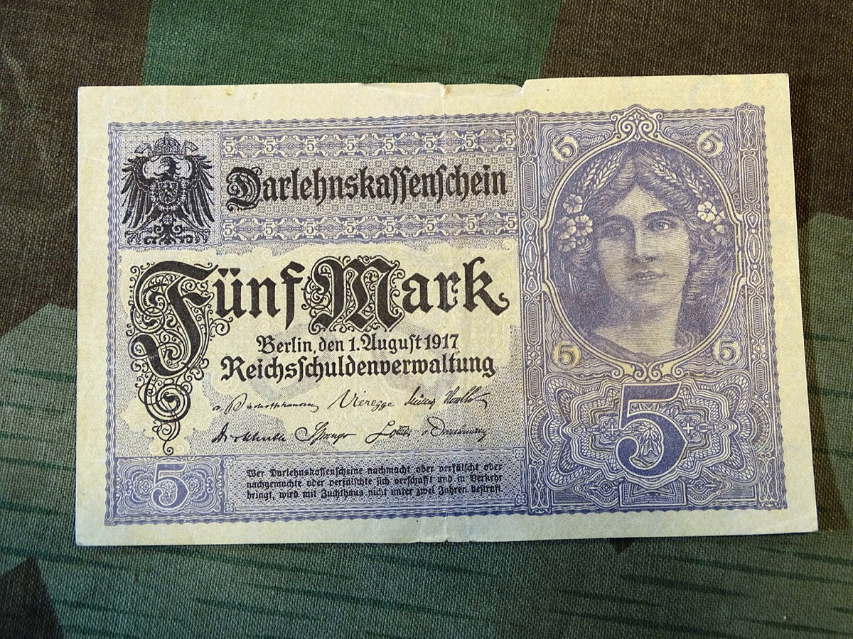 Dahrlehnskassenschein über 5 Reichsmark, 1917,  deutsches Kaiserreich