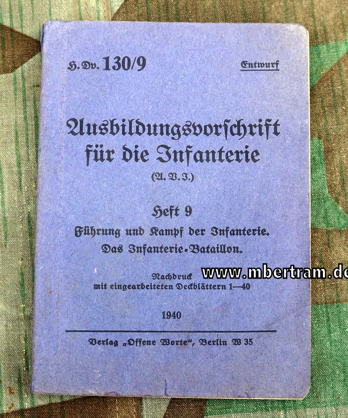 H.Dv. 130/9 Entwurf Ausbildungsvorschrift für die Infanterie - Heft 9