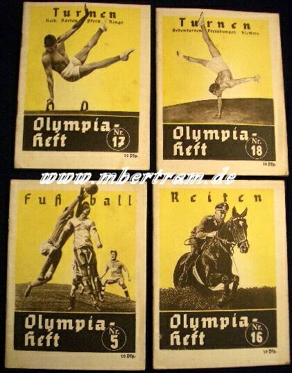 Olympiahefte, 4 Stück,Nr.5,17,18,16 Fusball, Reiten, Turnen