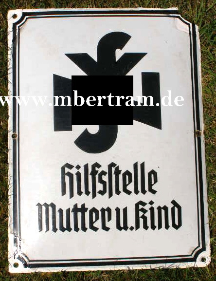 Original Emaillschild NSV Hilfsstelle Mutter und Kind 36x48 cm