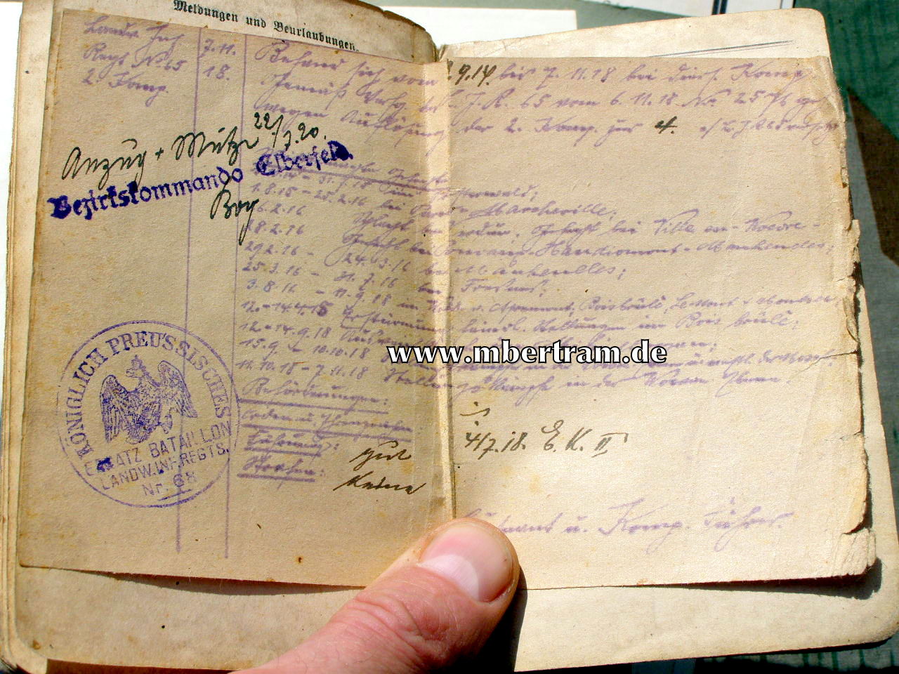 12439-11 Dokumente: 8.Kp. Inf.Rgt.Graf Barfuß ( 4. Westf.) Nr. 17