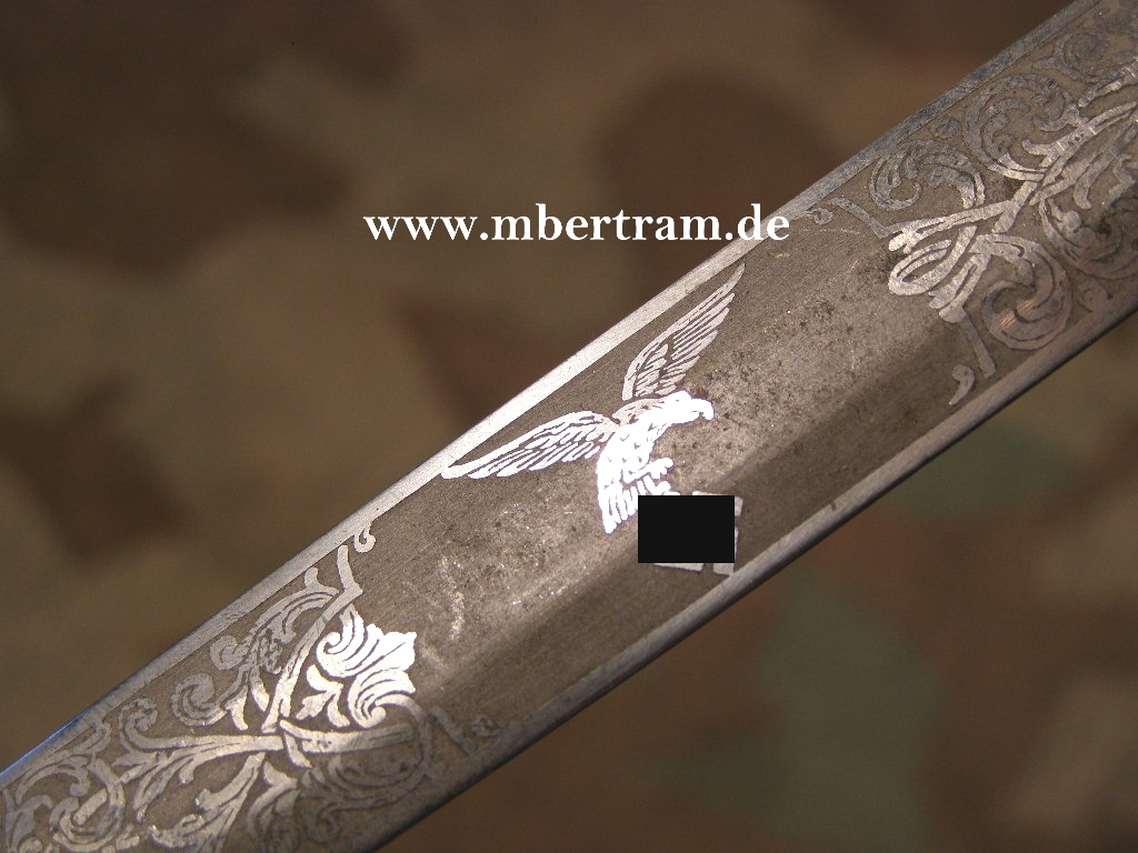 6478-1 Teilreplik: Klinge Luftwaffen Offiziersdolch, Schmuckätzung