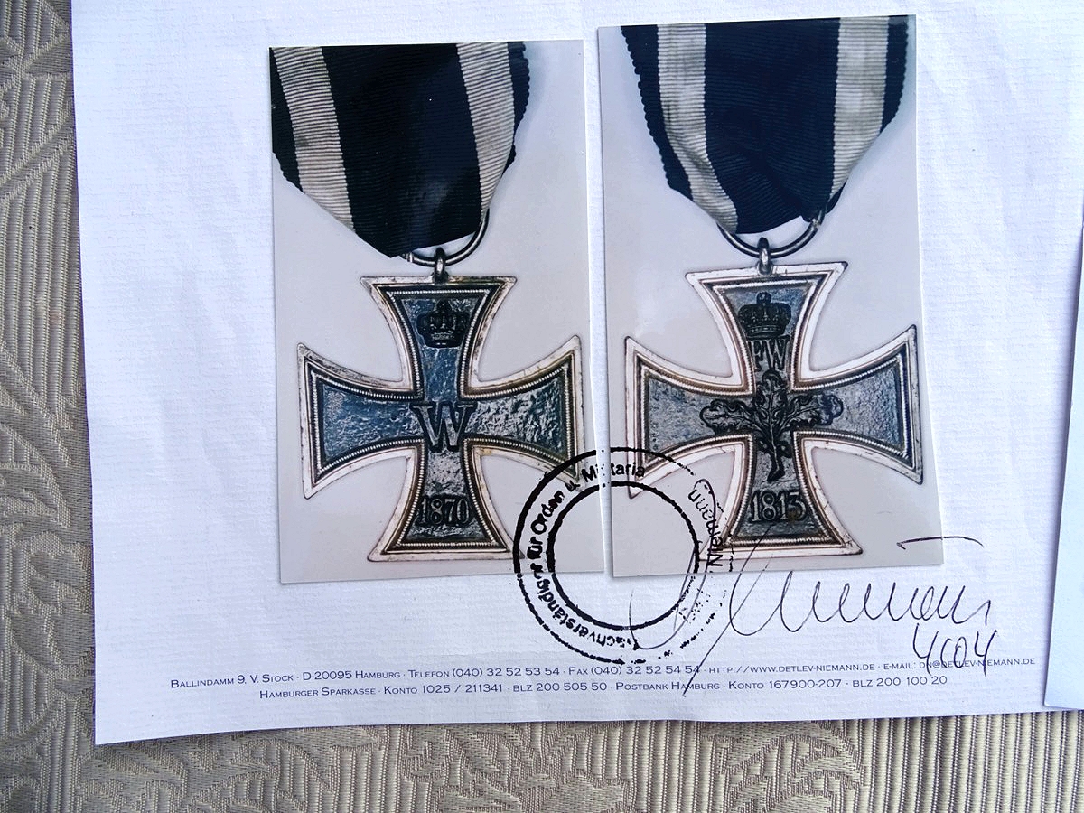 Eisernes Kreuz 2. Klasse 1870,  Eisenkern,  Nieman Expertise, Weitze Rechnung