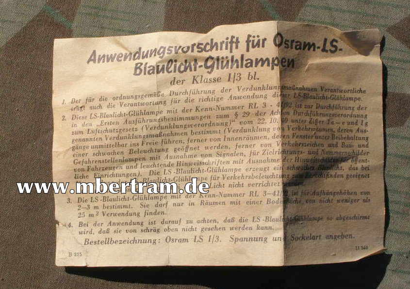 13551-2 Osram Luftschutz Lampe, 25 W, Verpackung, Anleitung