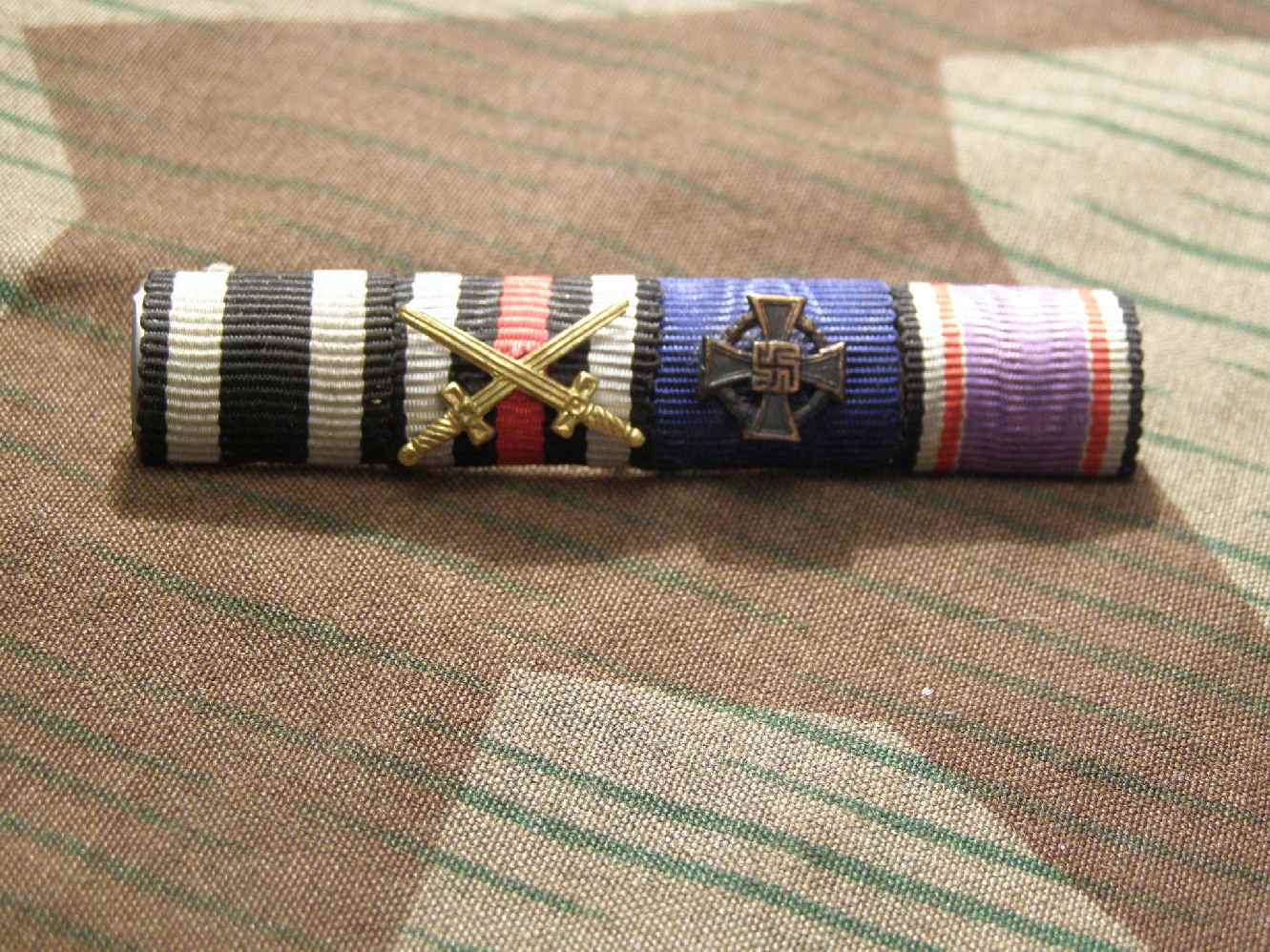 4er Bandspange: EK2 14, Ehrenkr.f.Frtk., Treuedienst, LS Med.