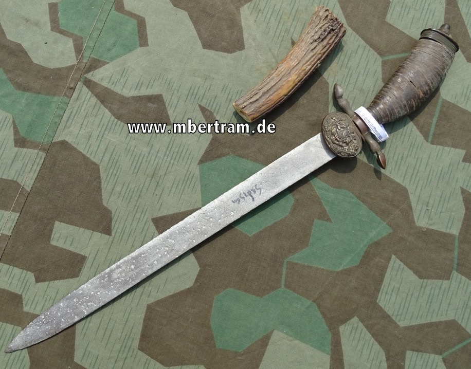 Sächsicher Förster Hirschfänger um 1850, Bastlerstück,  Original Griffbeschläge.